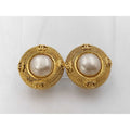 Chanel Faux Pearl Button Clip-On Earrings, Gold-Tone