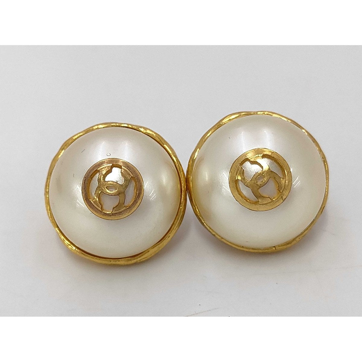 Chanel Resin Button Clip-On Earrings, Gold-Tone