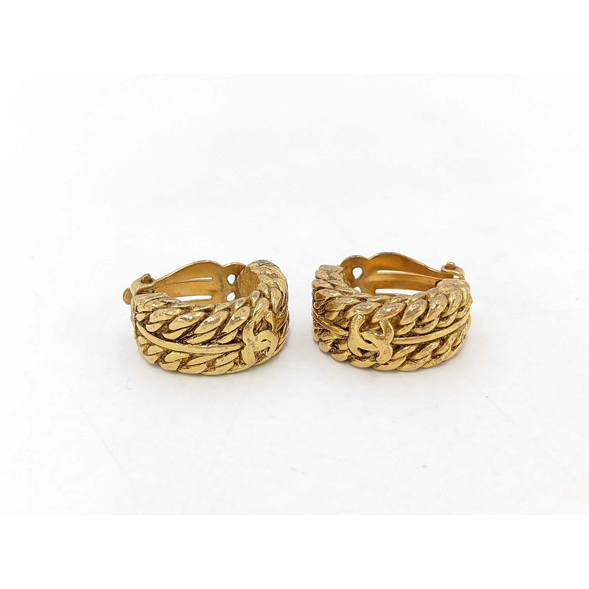 Chanel Coco Mark Chain Clip-On Earrings, Gold-Tone