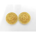 Chanel Coco Mark Medallion Clip-On Earrings, Gold-Tone