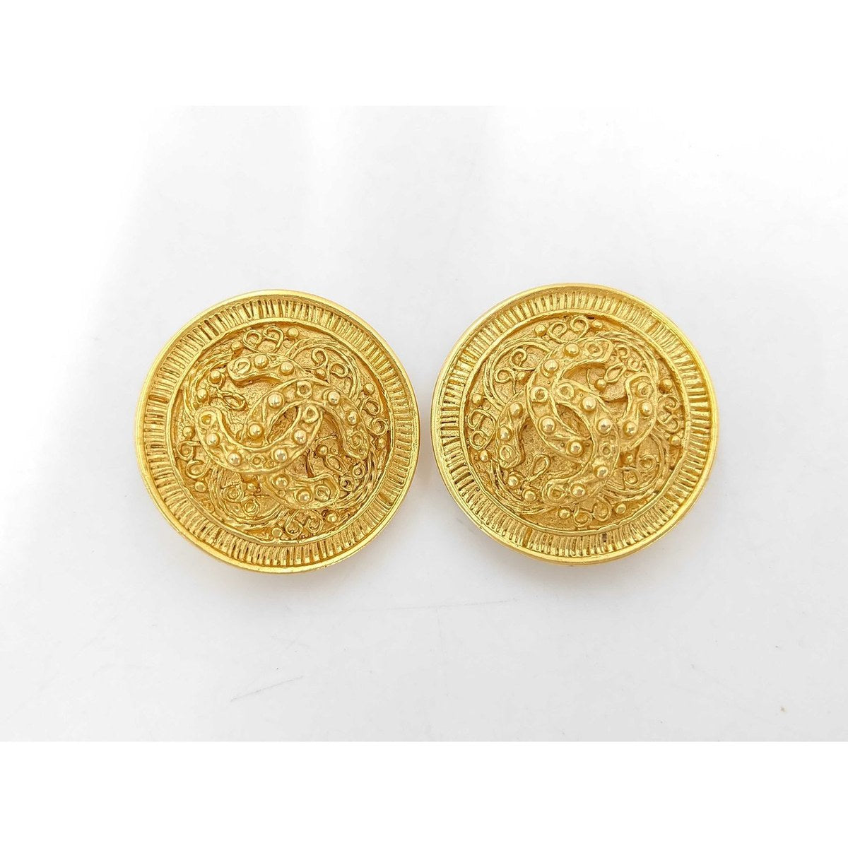 Chanel Coco Mark Medallion Clip-On Earrings, Gold-Tone