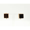 Chanel Coco Mark Square Clip-On Earrings, Black & Gold-Tone